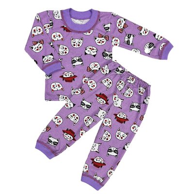 Пижама для девочек "Котики" (кулир) М64001(сиреневая)